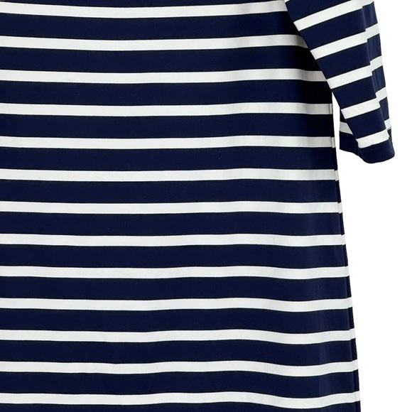 J McLaughlin Size Large Blue/White Patrice Off Shoulder Striped Nautical Dress - Picture 5 of 12